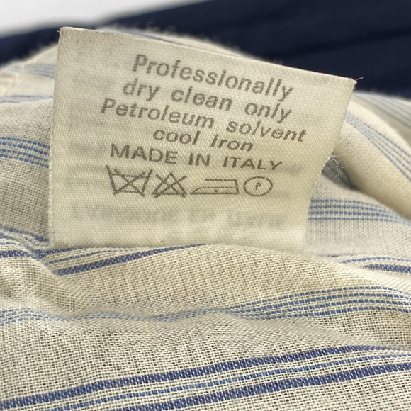 BYBLOS Blazer 6 Wool Double Breasted Pleated Back Jacket Blue Italy Vintage 80s - Picture 13 of 16